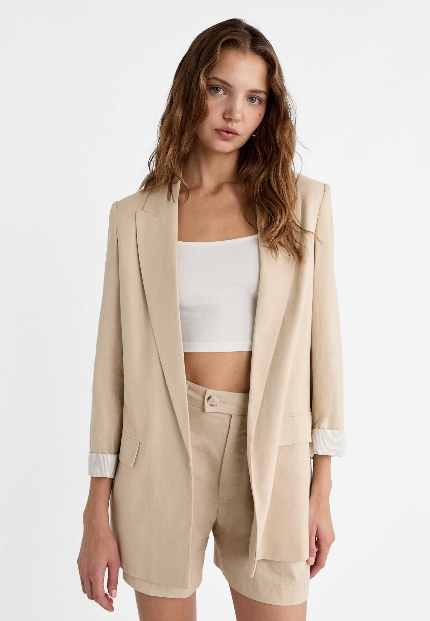 Offener fließender Blazer mit Leinenanteil | Stradivarius DE