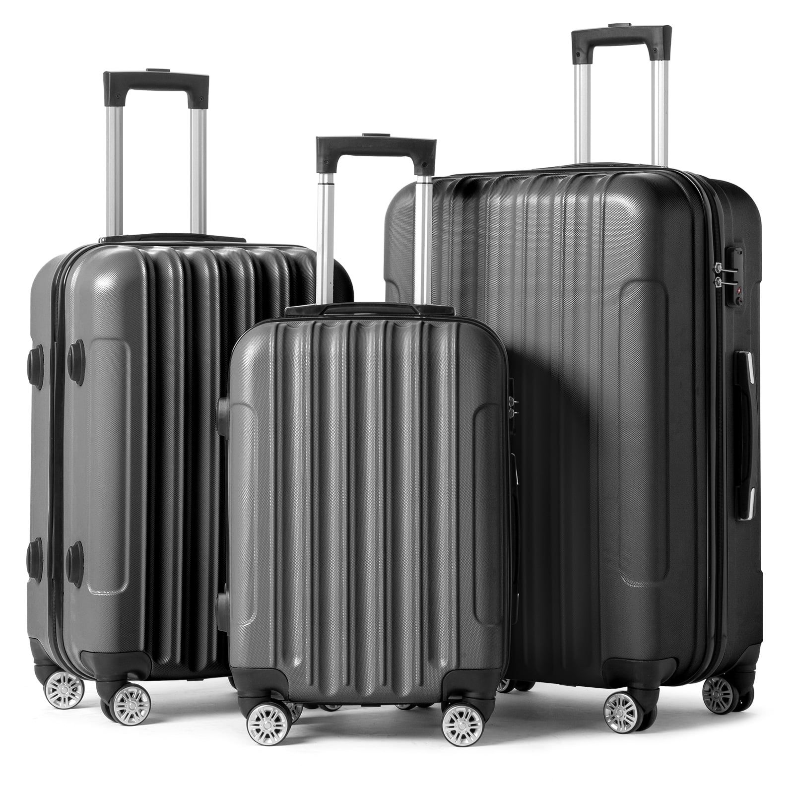 Zimtown 3-Piece Nested Spinner Suitcase Luggage Set with TSA Lock, Dark Gray | Walmart (US)