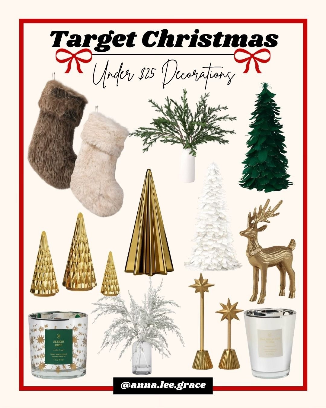 Target Christmas decorations under $25!

Christmas decor, Christmas finds, Christmas home, Christmas decorations, gold Christmas decor, Christmas stocking, Christmas tree 

#LTKSeasonal #LTKHome #LTKHoliday