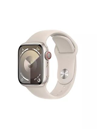 Apple Watch Series 9 GPS + Cellular, 41mm, Aluminium Case, Sport Band, Small-Medium, Starlight | John Lewis (UK)