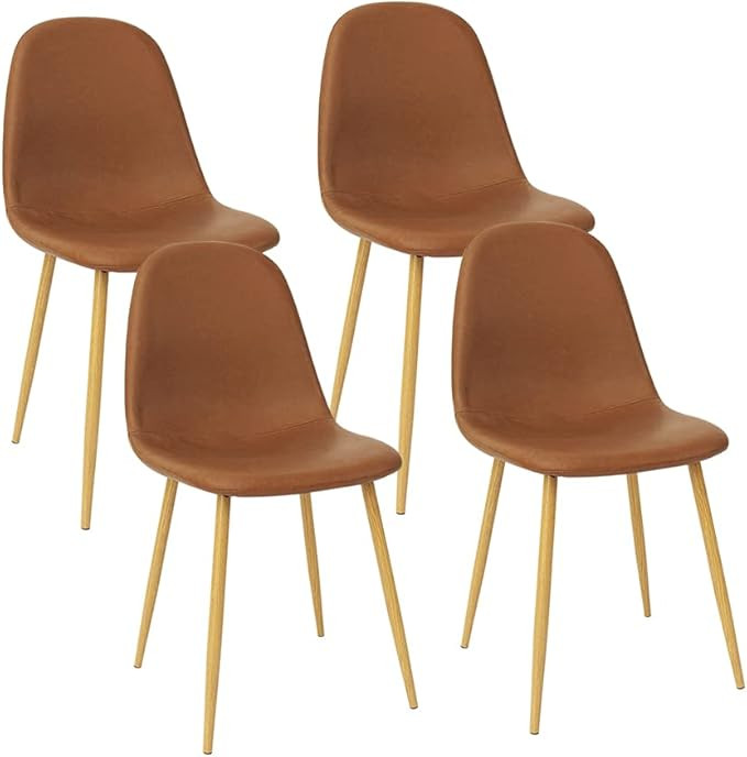 CangLong Washable PU Cushion Seat Back, Mid Century Metal Legs for Kitchen Dining Room Side Chair... | Amazon (US)