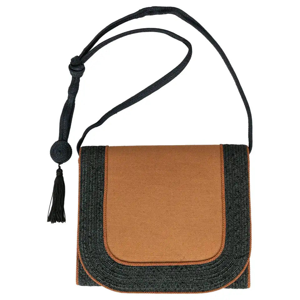 Yves Saint Laurent Shoulder Fabric Bag in Black Suede | 1stDibs