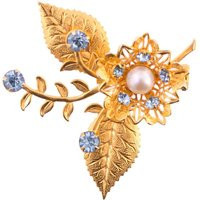 Blue Rhinestone Flower Brooch | Etsy (US)