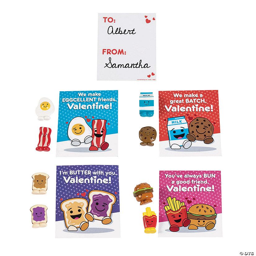 Micro Food Characters Valentine Exchanges with Card for 12 | Oriental Trading Company