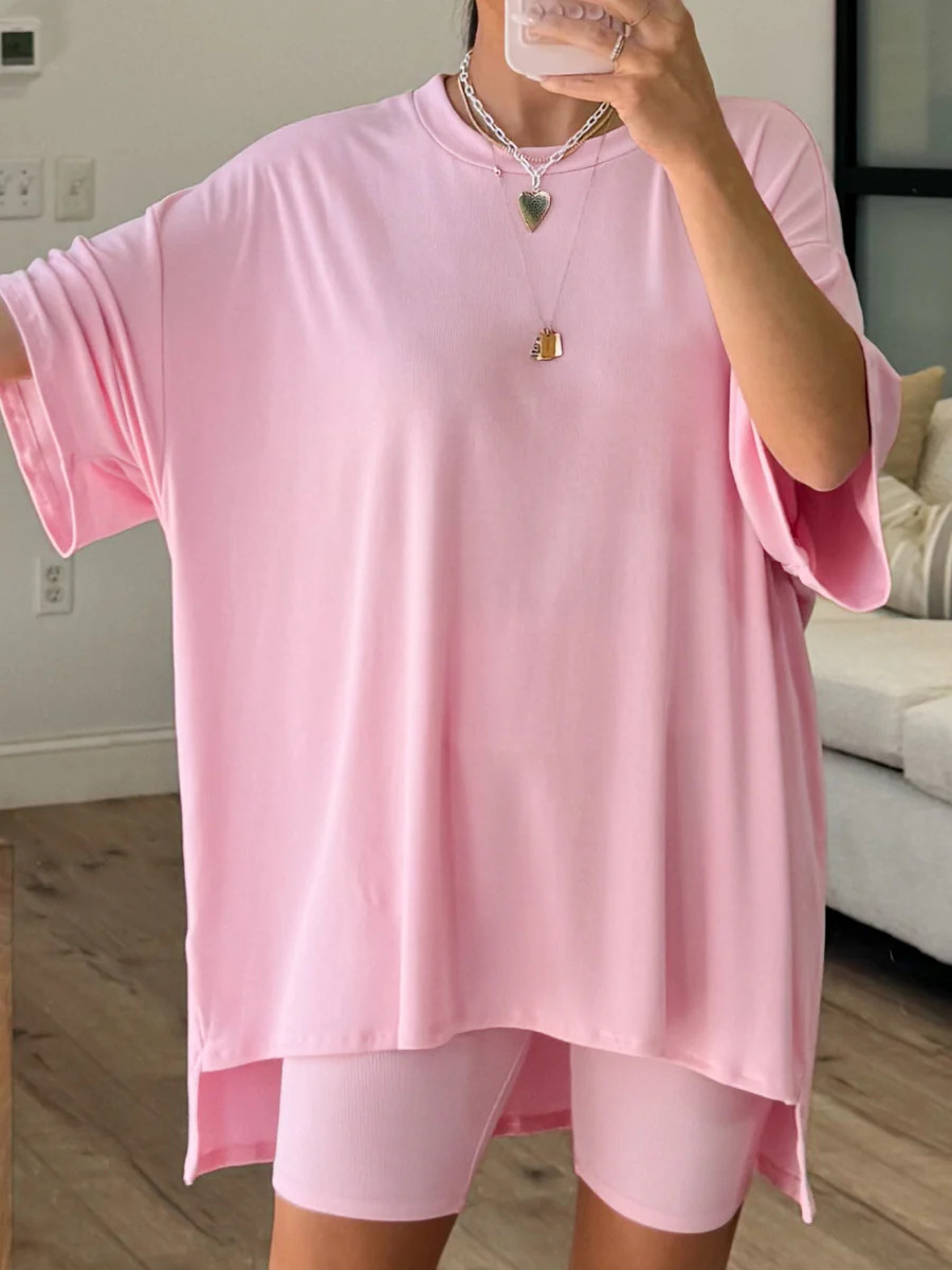 Novi Ribbed Tee + Shorts Set | Powder Pink | +Plus Available | Talulah