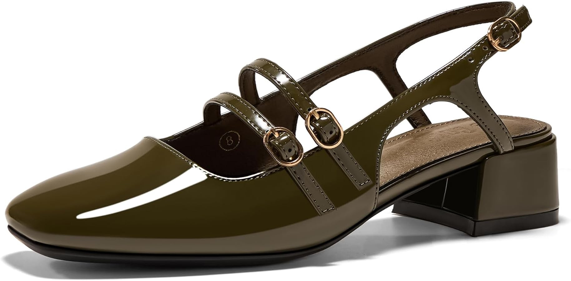 Women's Mary Jane Chunky Low Block Heels Slingback Pumps Closed Square Toe Double Strap Wedding D... | Amazon (US)