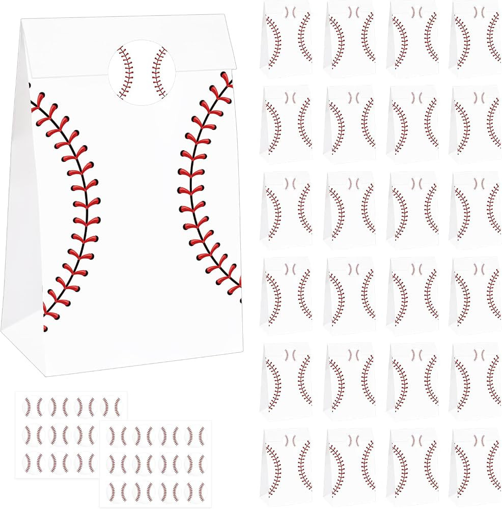 WYTAOHZL 24PCS Baseball Gift Bags Baseball Party Favor Bags with Stickers Baseball Goodie Bags fo... | Amazon (US)