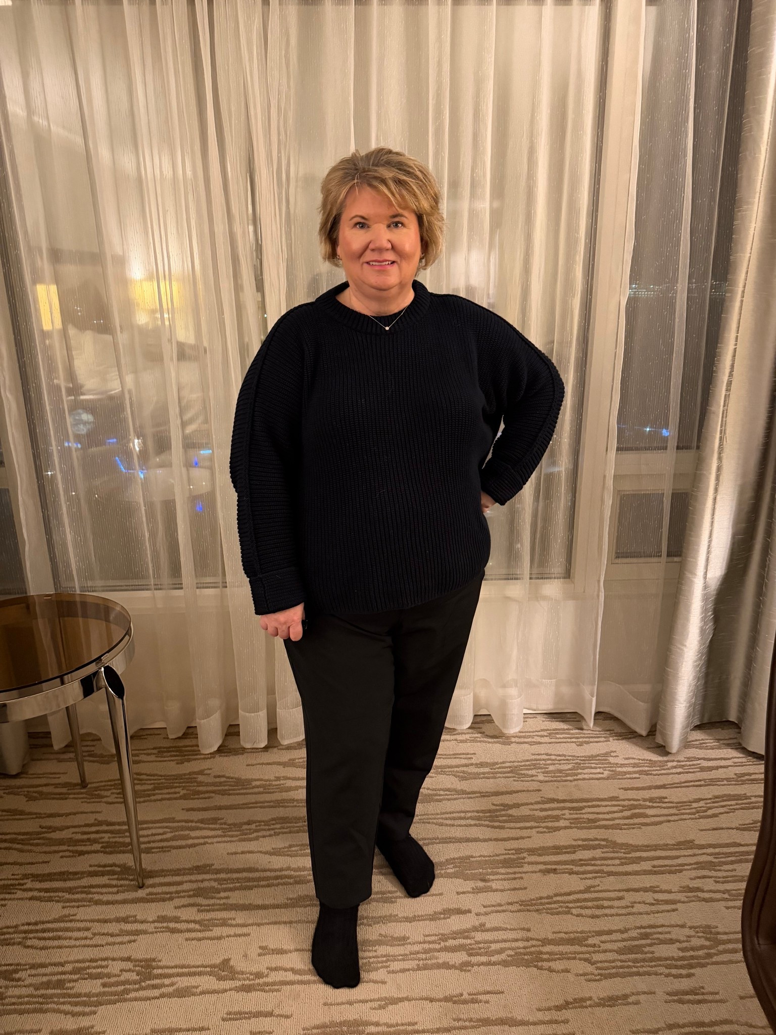 Today’s outfit, Frank & Eileen MONTECITO SWEATER in the shade ‘Marine’ and size XL. The sweater fits large and is very cosy! I’m also wearing Athleta Endless pants which are amazing and my new wool socks from Quince, and I’m obsessed with them!! 
@frankandeileen
@athleta
@quince
#ltkcanada


#LTKPlusSize #LTKootd #LTKOver40