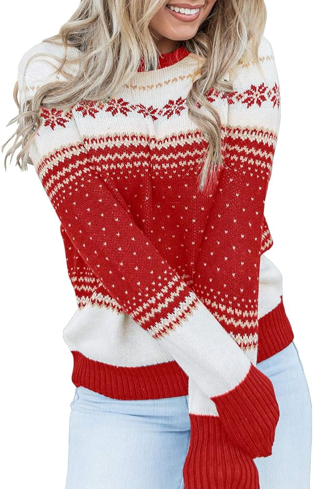 LookbookStore Women Ugly Christmas Tree Reindeer Holiday Knit Sweater Pullover | Amazon (US)