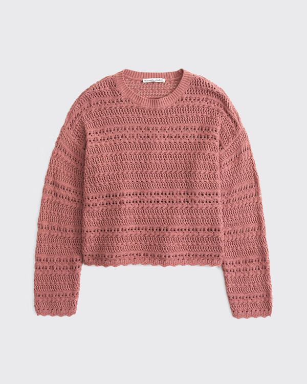 Textural Open-Stitch Crew Sweater | Abercrombie & Fitch (US)