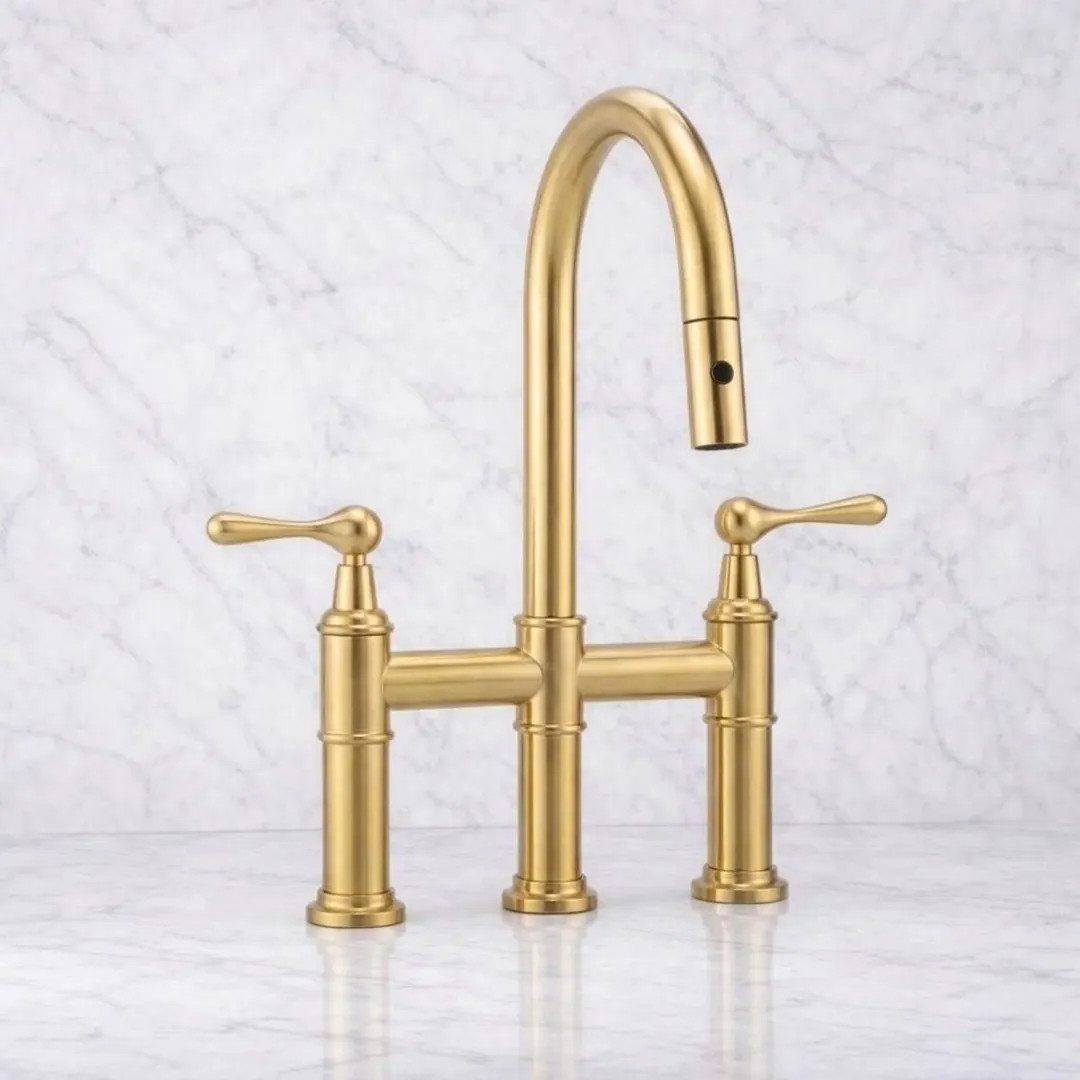 Fremont Pull-down Bridge Kitchen Faucet – Unlacquered Brass - Etsy | Etsy (US)