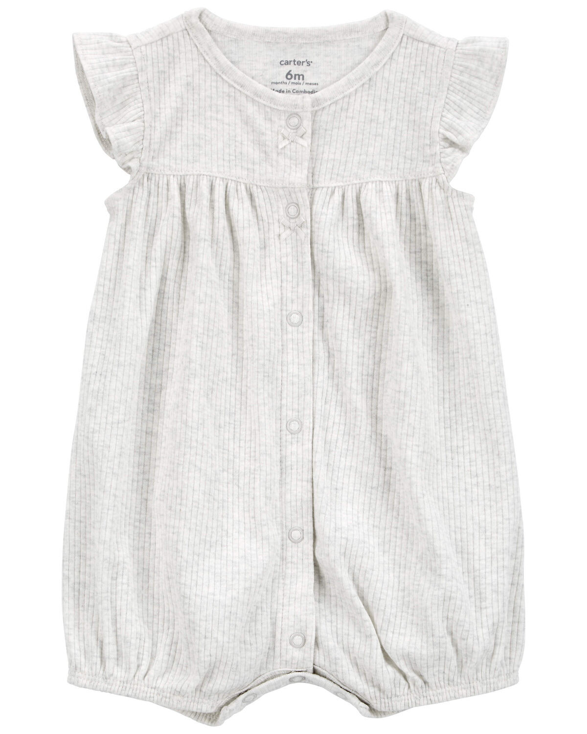 Baby Cotton Rib Short-Sleeve Romper - Gray | Carter's Inc