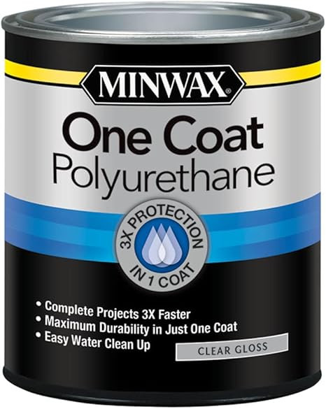 Minwax 356100000 One Coat Polyurethane Protective Wood Finish, Clear Gloss, Quart | Amazon (US)