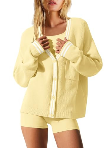 Nirovien Womens Oversized Cardigan Sweaters Button Down Knit Fall Sweater Long Sleeve Striped Coa... | Amazon (US)