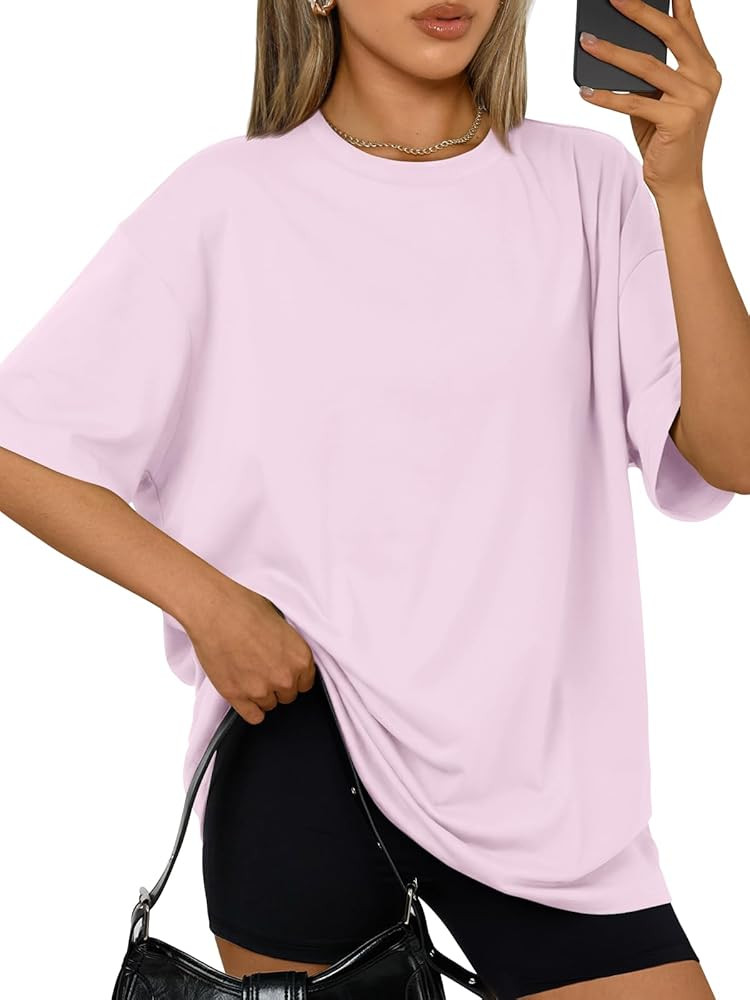 Trendy Queen Womens Oversized Summer T Shirts Plus Size Spring Cute Casual Tops Short Sleeves Fas... | Amazon (US)
