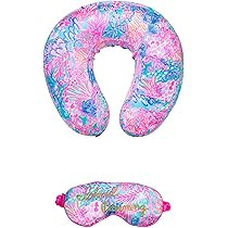 Lilly Pulitzer Travel Pillow and Eye Mask Set, Plush Neck Pillow and Adjustable Sleeping Mask, Cute  | Amazon (US)