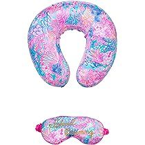 Lilly Pulitzer Travel Pillow and Eye Mask Set, Plush Neck Pillow and Adjustable Sleeping Mask, Cute  | Amazon (US)