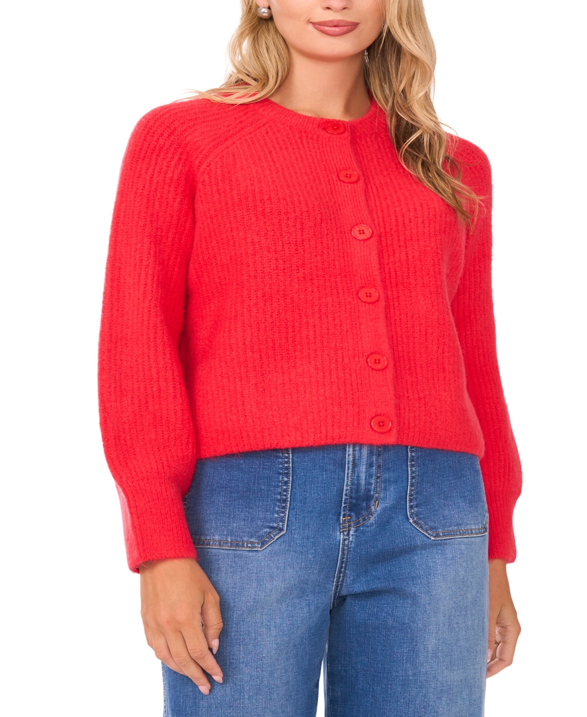 Vince Camuto Women's Saddle Long-Sleeve Cardigan Sweater - Hibiscus Red | Macy's