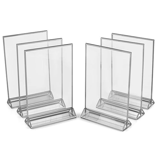 Super Star Quality Clear Acrylic 2 Sided Frames with 3MM Silver Borders and Vertical Stand (Pack ... | Amazon (US)