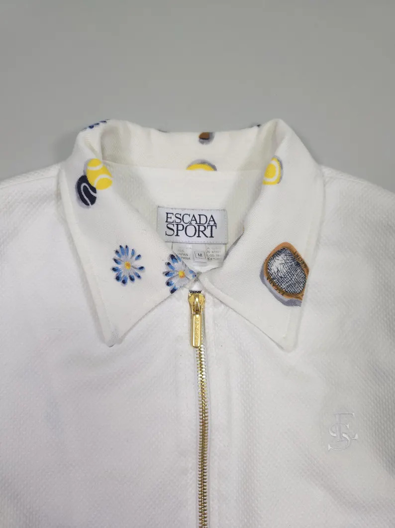 90s Escada Sport Cropped White Cotton Tennis Jacket \u2013 Size M Fits Women's S M - Etsy | Etsy (Global)