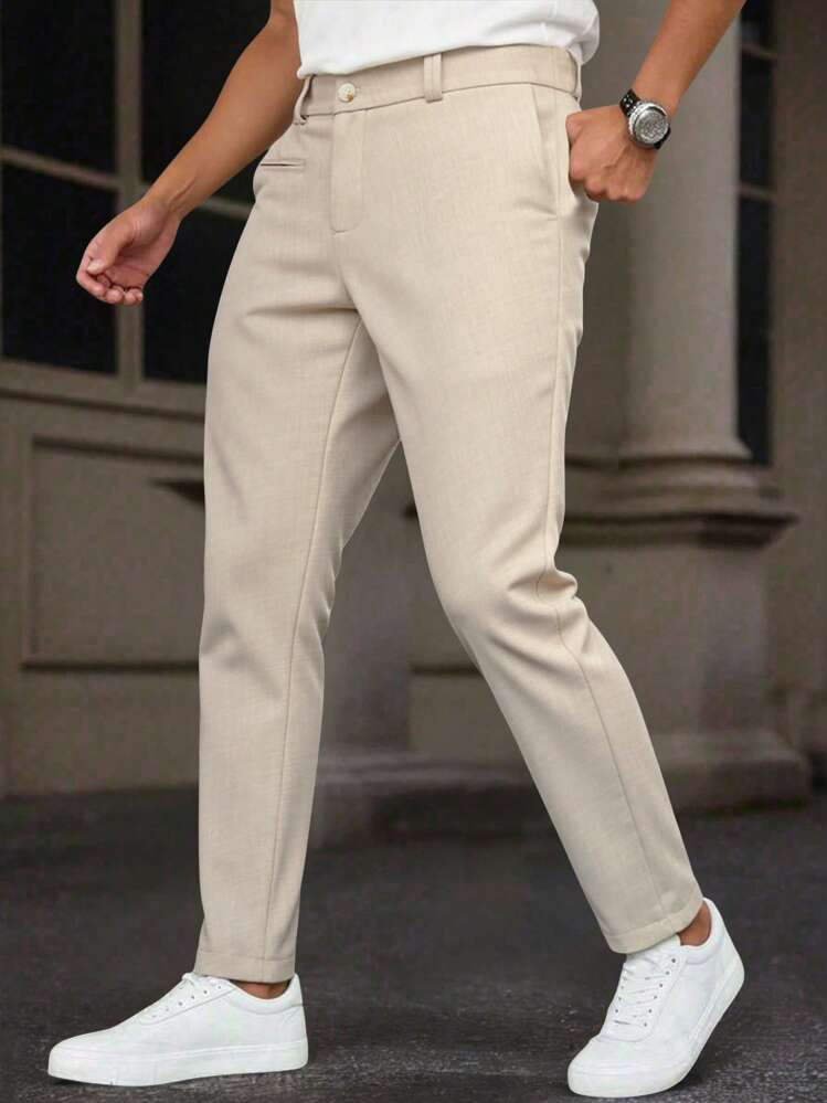 Calvornis Men's Business Casual Striped Woven Dress Pants,The Solid Color Cone-Shaped Formal Trousers For Men's Business And Leisure Are Entirely Used In Classic Khaki, Classic Versatile, And Demonstrate A Steady And Atmospheric Business Attitude. Suitable For Daily Commuting Business, Parties And Banquets. These Trousers Are An Indispensable Item In A Man's Wardrobe And A Great Gift For A Boyfriend Or Husband. Men Clothing Men Pants Casual Men Pants Men Clothes Men Pants Men Pants Outfits Men Pants Casual | SHEIN