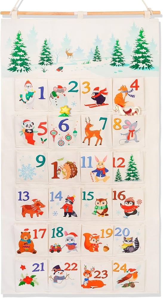 HOWAF Fabric Christmas Advent Calendar 2025 with Pockets (Countdown to Christmas), 24 Days Myster... | Amazon (US)