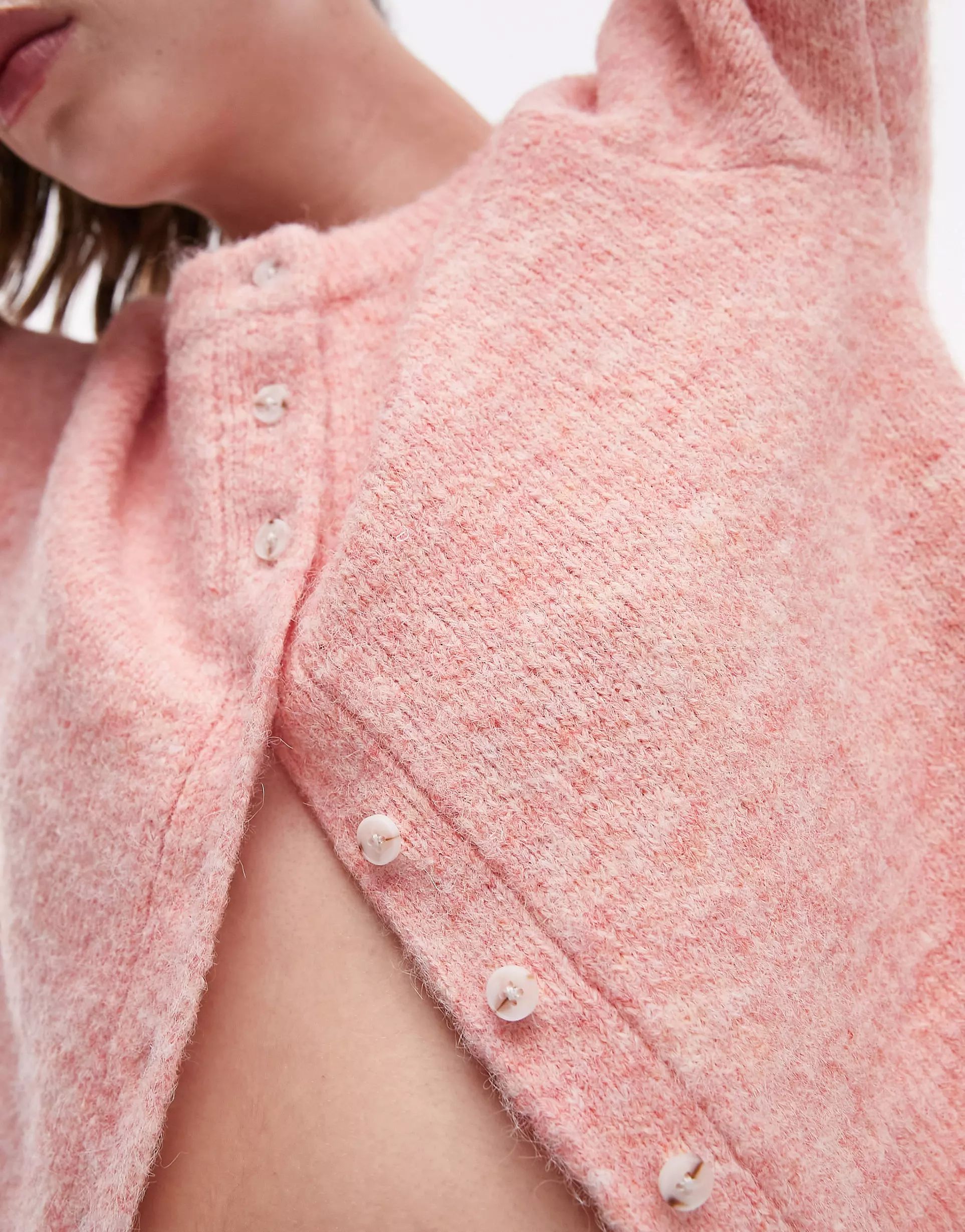 Topshop knitted micro cardi in pink | ASOS | ASOS (Global)