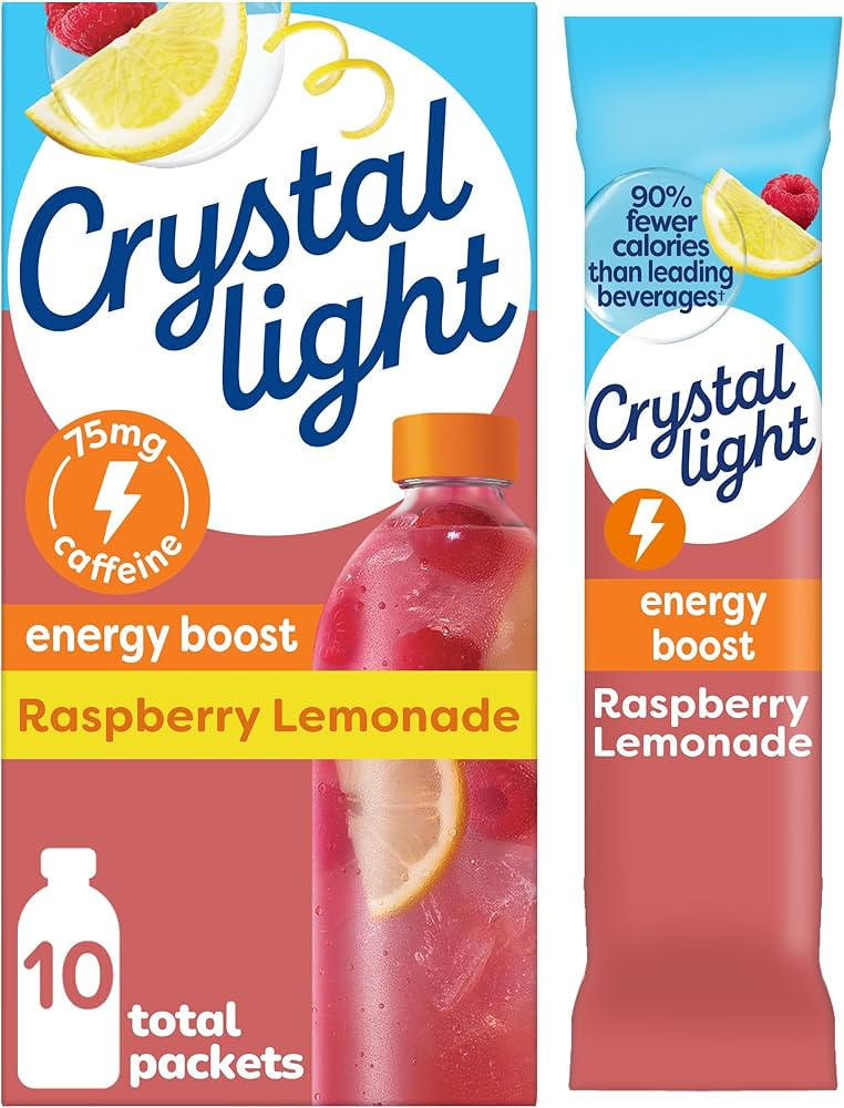 Crystal Light Raspberry Lemonade Energy Boost Drink Mix, 10 ct On-the-Go-Packets | Amazon (US)