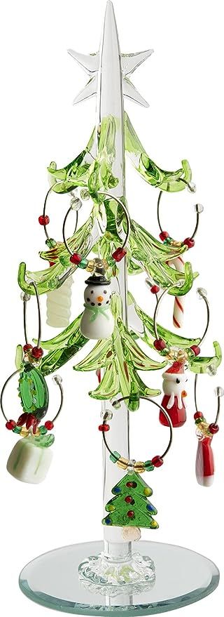 LSArts Green Leaf Christmas Tree Wine Charms with Wine Markers, 7.5-Inch | Amazon (US)