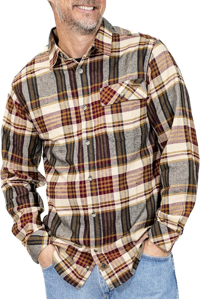 Legendary Whitetails Men's Buck Camp Flannel Plaid Shirt | Amazon (US)