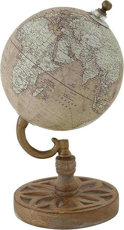 Deco 79 Wood Globe, 5" x 5" x 9", Beige | Amazon (US)