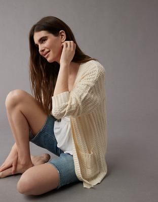 AE Oversized Open-Front Knit Cardigan | American Eagle Outfitters (US & CA)