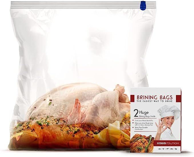 Turkey Brining Bags Set of 2 - Extra Large Holds up to 38lb - 25.5 x 21.5 inches - Heavy Duty wit... | Amazon (US)