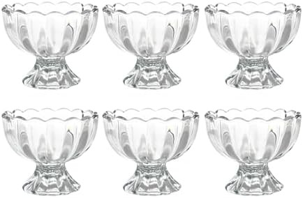 Iced Cream Dessert Bowl，Set of 6，6oz Vintage Glass ware with Heavy Base, Drinking Cup for Sun... | Amazon (US)