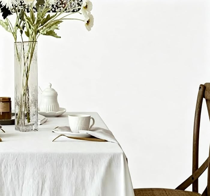 Cotton Tablecloth,100% Cotton Fabric Table Cloth,Off White,55 x 39 inch | Amazon (US)