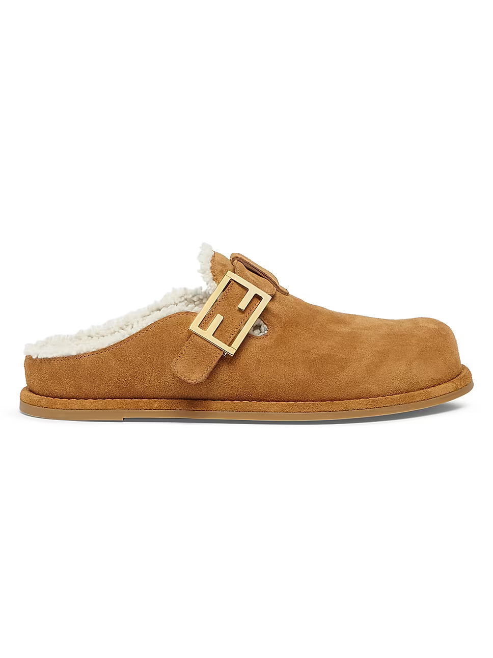 Fendi Feel 20MM Suede & Shearling Clogs | Saks Fifth Avenue