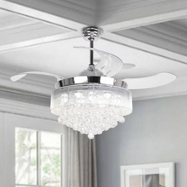 46'' Dever 4 - Blade LED Ceiling Fan with Remote Control and Light Kit Included | Wayfair North America