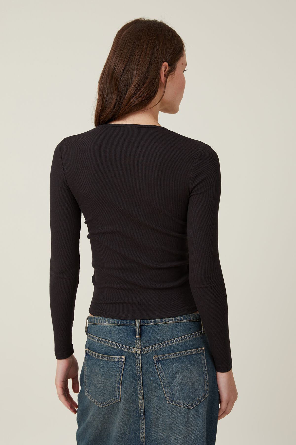 The One Organic Rib Crew Long Sleeve Top | Cotton On (US)