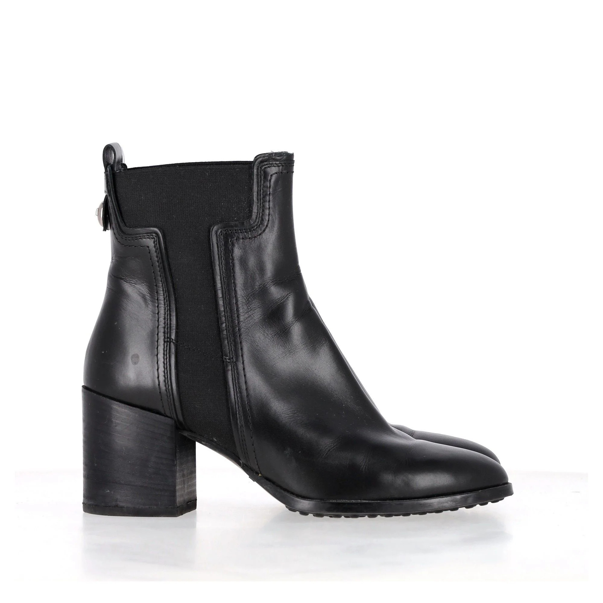 Tod's Block Heel Ankle Boots in Black Leather | Shop Simon
