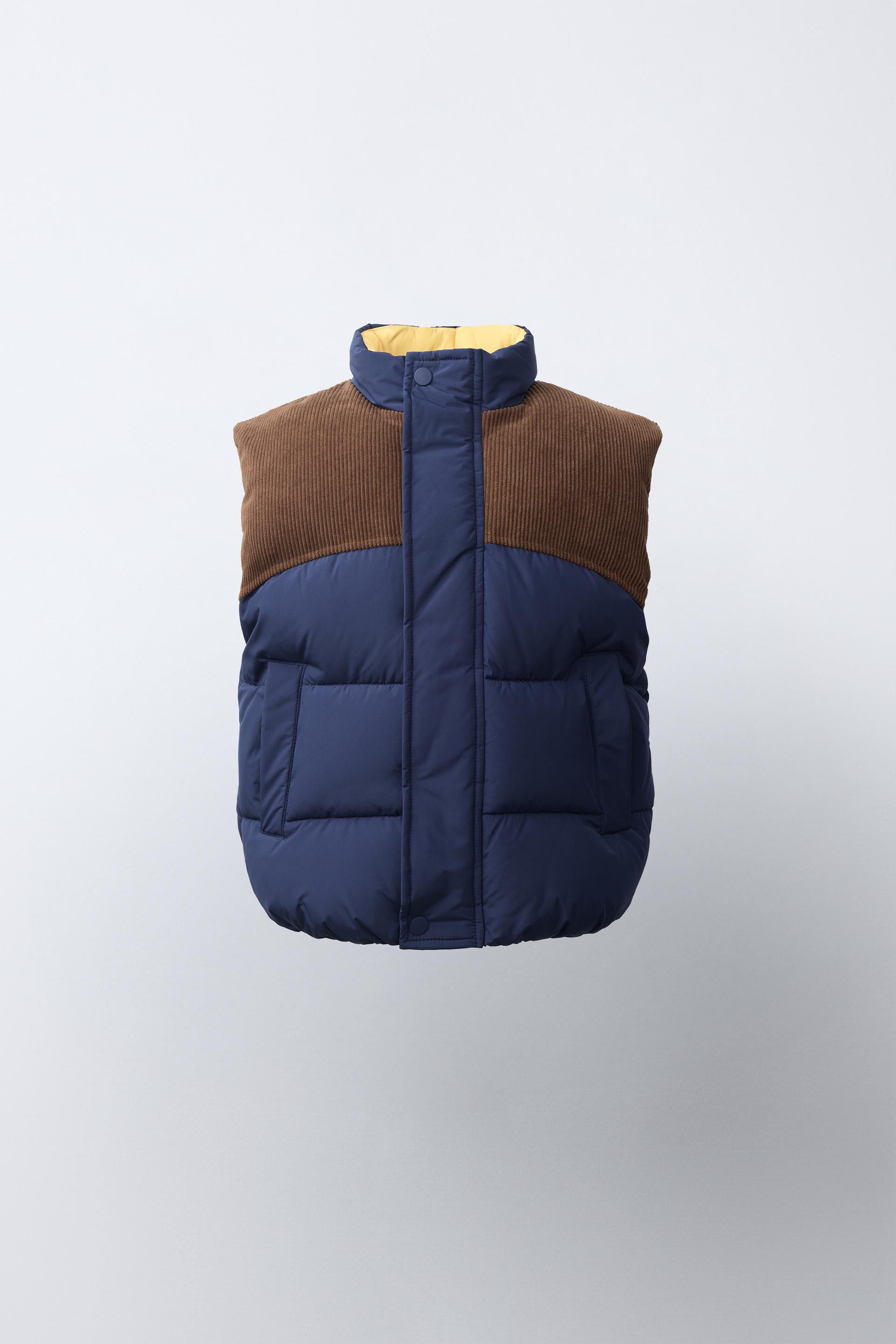 Zara - Combined Water-Repellent Puffer Vest - Brown-Blue - 2 Years (36,2 Inches) - Kids | Zara US