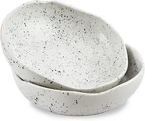 roro Handmade Speckled Ceramic Pasta Bowls in Lunar White (Set of 2) - 7.5" Hand-Molded Modern Ru... | Amazon (US)