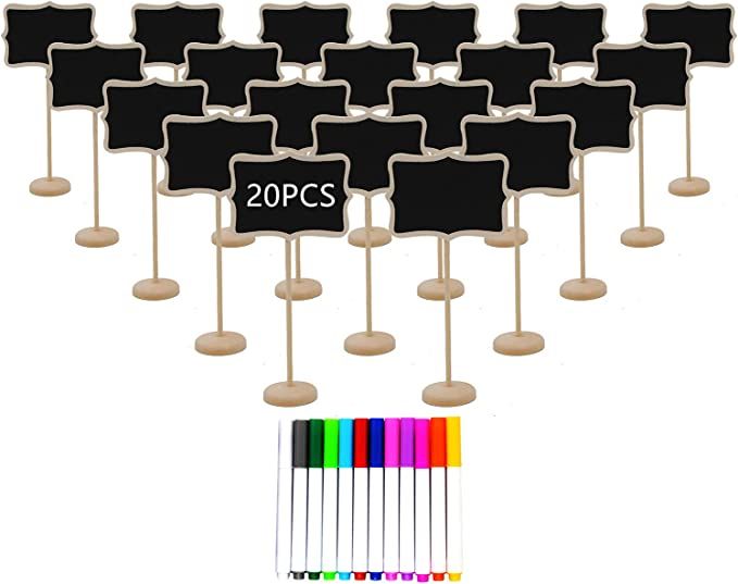 20PCS Wood Mini Chalkboard Sign with Easel Stand,Food Labels for Party Buffet,Blackboard for Mess... | Amazon (US)