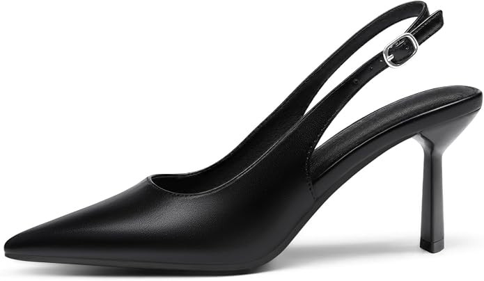 Coutgo Womens Slingback Kitten Heels Closed Pointed Toe Pumps Work Party Dress Shoes | Amazon (US)