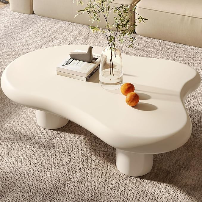 Cloud Coffee Table, Modern White Coffee Table for Living Room, Cute Irregular Indoor Tea Table wi... | Amazon (US)