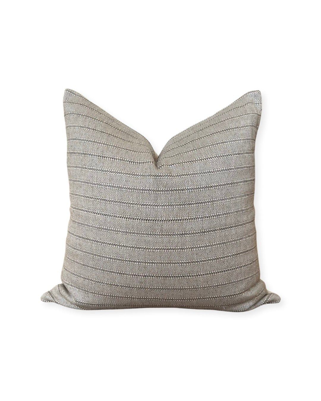 Woven Striped Pillow Cover Grey Beige Modern Farmhouse Cushion Case Couch Sofa Throw Pillow Desig... | Etsy (US)