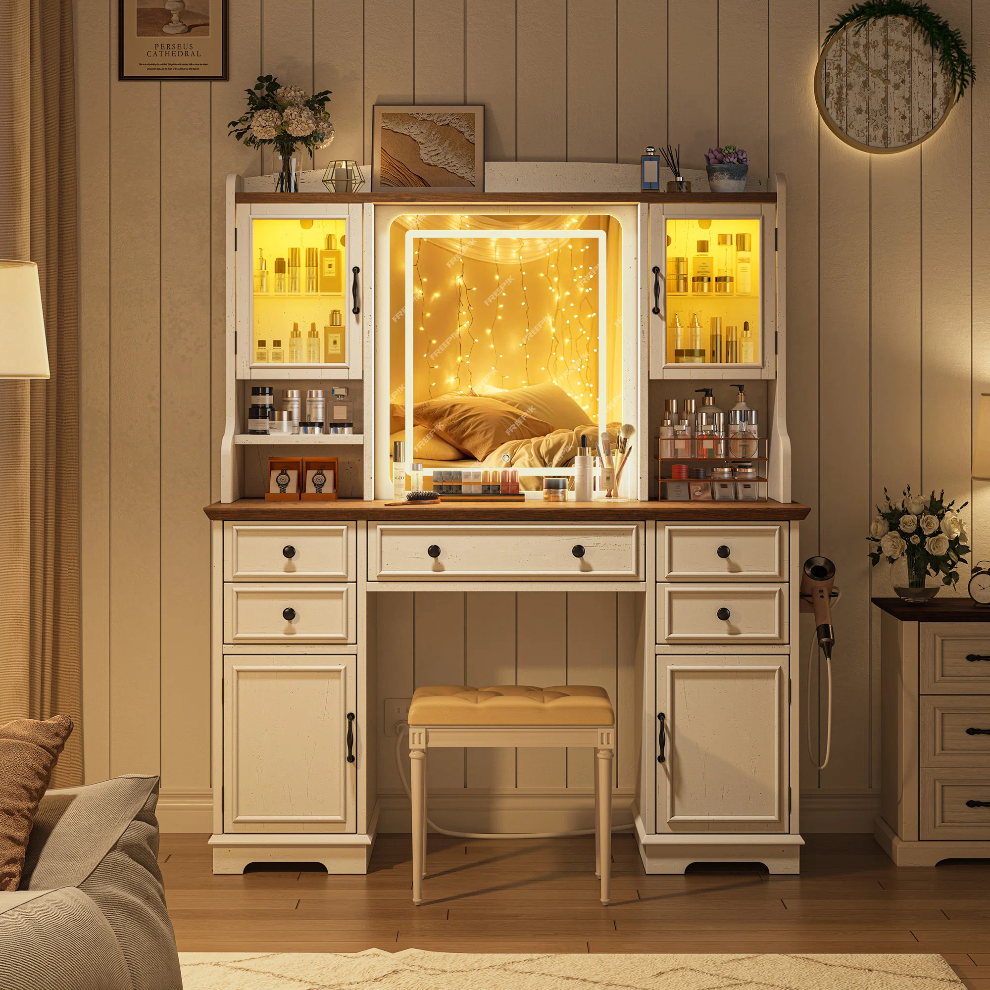 Makeup Vanity Table with Mirror and Lights | Wayfair North America