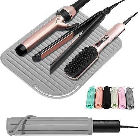 Quccefods Heat Resistant Mat Large Silicone Hot Hair Tools Holder for Curling Irons Flat Iron Hai... | Amazon (US)
