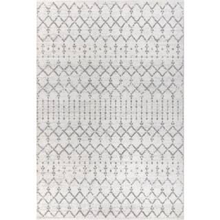 JONATHAN Y Moroccan Hype Boho Vintage Diamond Cream/Gray 8 ft. x 10 ft. Distressed Area Rug MOH10... | The Home Depot