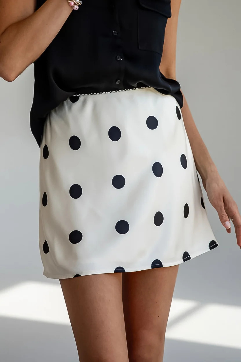 Playful Poise Polka Dot Cream Mini Skirt | Dress Up