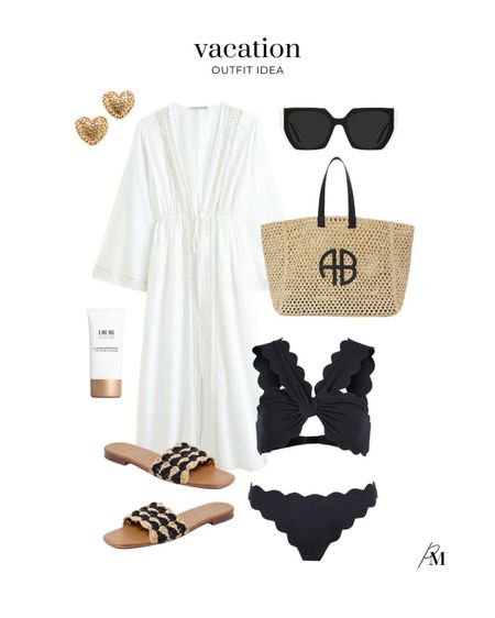 Vacation outfit idea. I love this scalloped edge bikini and Anine Bing pool tote! 

#LTKSeasonal #LTKswim #LTKstyletip